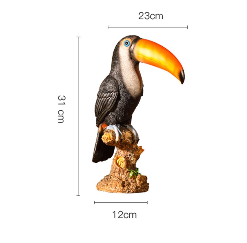 Feng Shui per, Statua di Tucano, Simulazione di Modello Animale di Uccello Piccolo Uccello Resina Pittura Giardino Casa Display Collezione E Decorazione