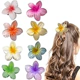 Flower Claw Clips, 8PCS Hair Clips, Hawaiian Flower Clips,Strong Hold Big Hair Claw Clips for Thick/Thin Hair For Women, Girls, Cute Hair Claw Accessories,Beach Vacation Hair Accessories