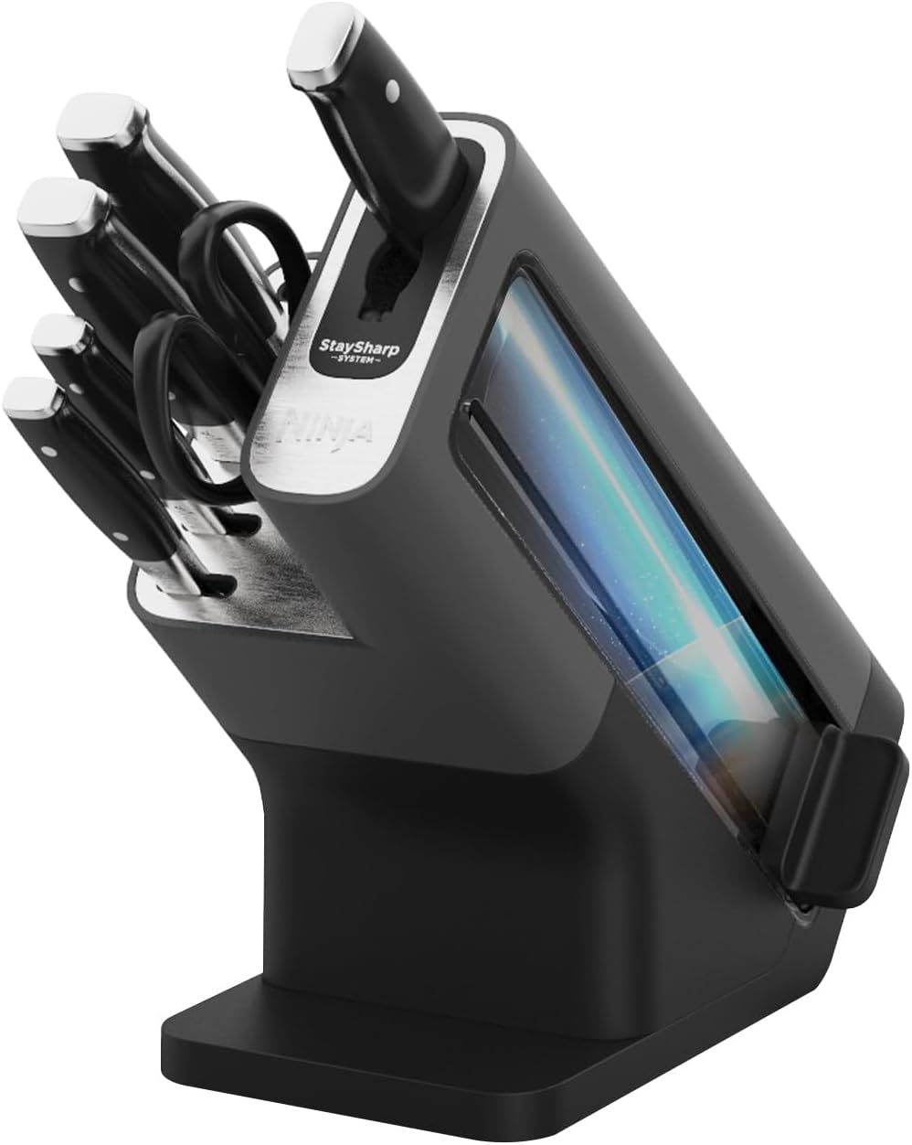 Ninja Foodi StaySharp Knife Block with Integrated Sharpener 5 Knives and Scissors (1 pair), Sharp 6-Piece Knife Set Chef, Bread, Slicing, Utility, Paring Knives & Scissors, Stainless Steel, K32006UK