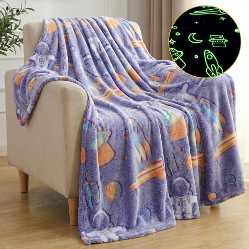 Image of Story@Home Glow AC Blankets for Kids | Lightweight AC Warm Blanket for Children | Kids Blanket 0-15 Years (200 x 150 cm) | Soft Fleece, Cozy All-Season Radium Blanket for Boys & Girls - Space Theme