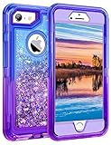 Coolden Case for iPhone 6S Plus Case Protective Glitter Case for Women Girls Cute Bling Sparkle Heavy Duty Hard Shell Shockproof TPU Case for 5.5 Inches iPhone 6 Plus 7 Plus 8 Plus, Blue Purple