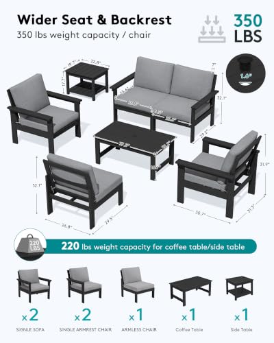 Image of SERWALL HDPE Outdoor Patio Furniture Set Outdoor Couch