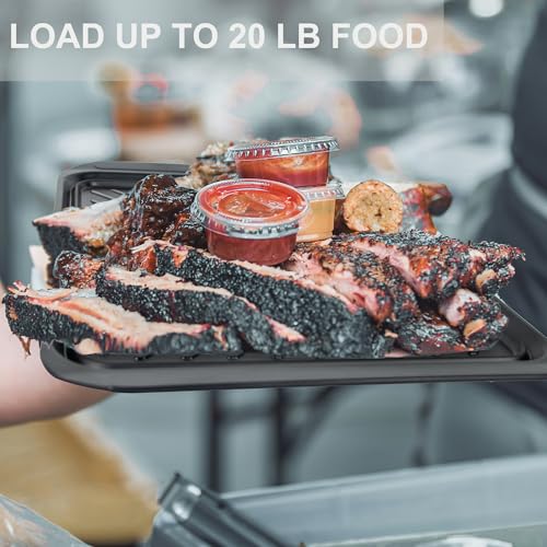 ECOIOU Grilling Prep and Serving Tray with Lid, BBQ Deep Tray for Marinating Raw and Cooked Food, Melamine Serving Trays for Food, Black and Red by ECOIOU - Used condition - Image 6