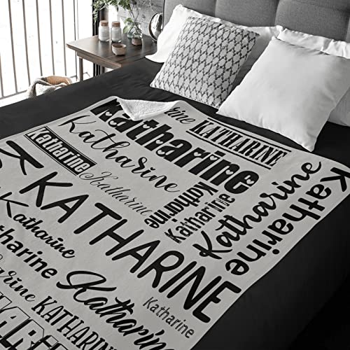 Personalized Blanket for Kids Adults Personalized Name Blanket Custom Blanket with Name Personalized Gifts for Christmas Birthday Valentines Day Mothers Fathers Day (Light Gray, 40"x50")