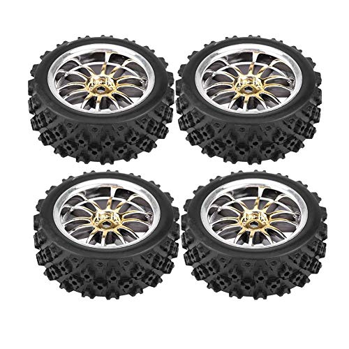 High Performance RC Car Tires, 4 Pcs Rubber Racing Tyres Wheel Upgrade, Durable Off-Road Model Car Parts for 1:10 Scale Racing