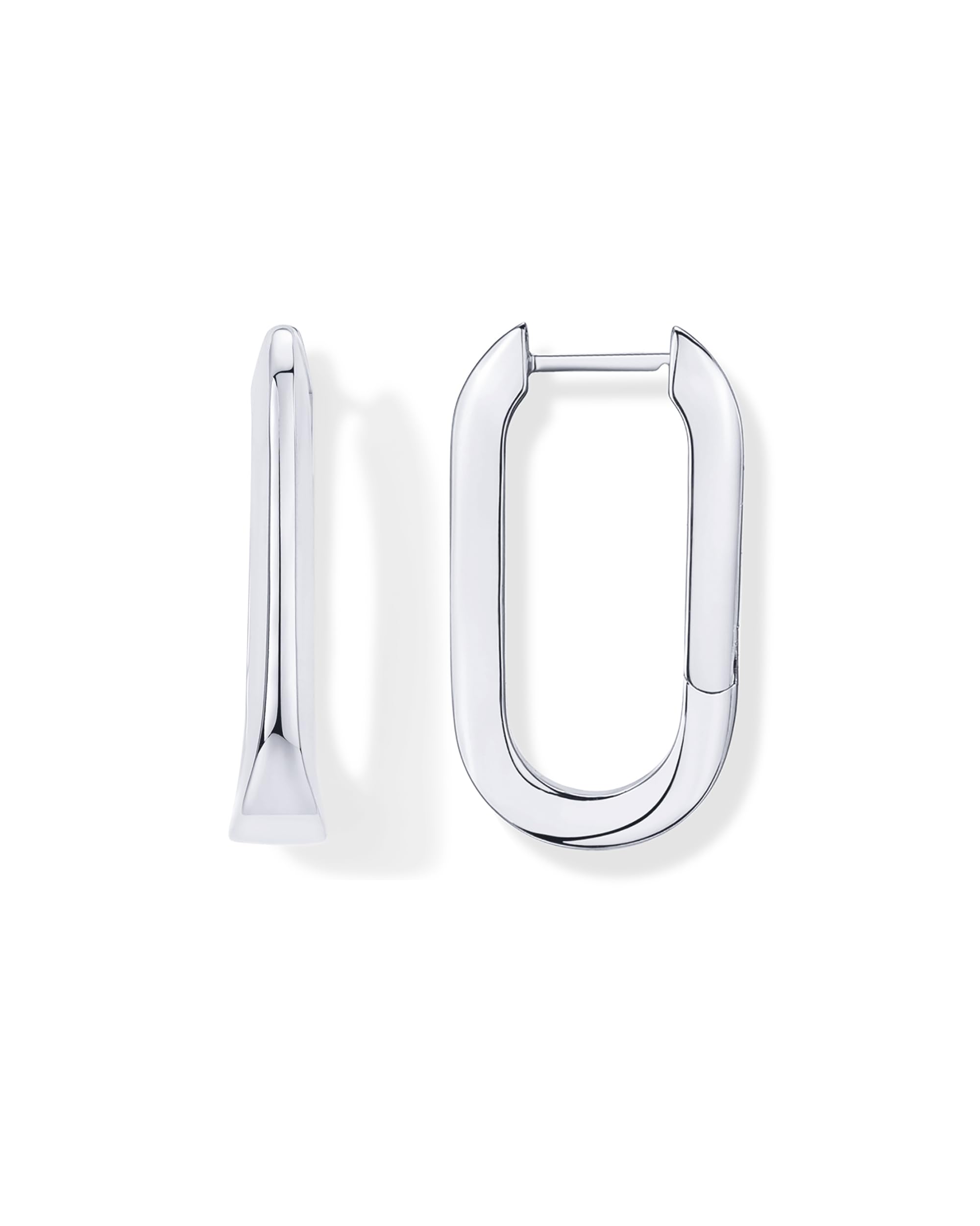 PAVOI14K Gold Plated Sterling Silver Posts U-Shaped Link Hoop Earrings for Women | Lightweight Long Huggies Earrings