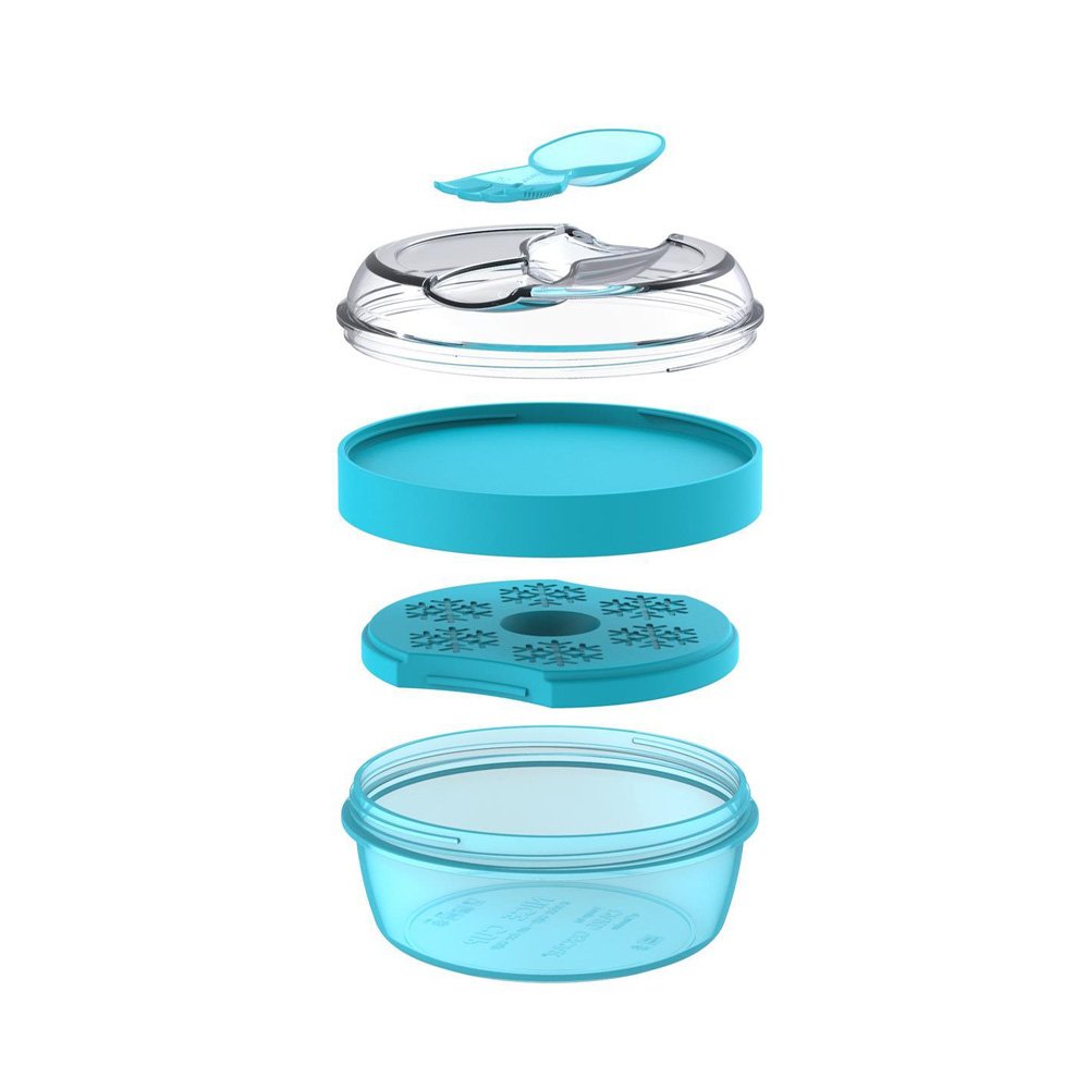 Carl Oscar Nice Cup Bento Box Fiambrera pequeña con acumulador de frío que mantiene el frío durante varias horas, incluye cubiertos, color turquesa