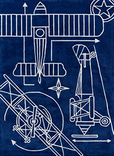 Image of Momeni Rugs Lil' Mo Hipster Collection, Kids Themed Hand Carved & Tufted Area Rug, 4' x 6', Navy Blue