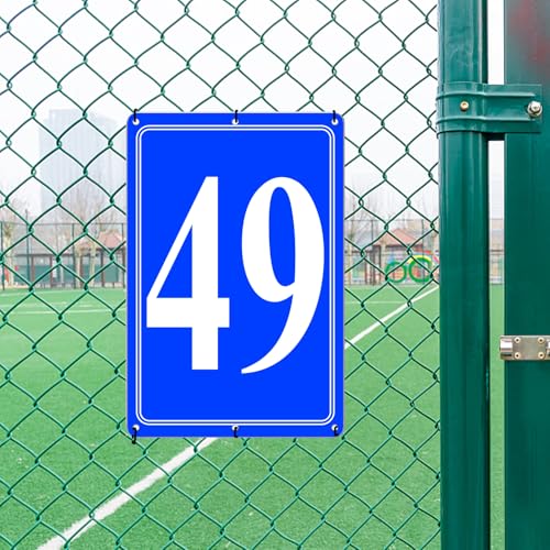 Image of Premium Aluminum Number Signs 49, Metal 12 inch X 8 inch Blue Numbered Signs Outdoor for Parking Lots, Floor, Dock, Court, Aisle, Field, High Visibility, No Fade, Weather-resistant