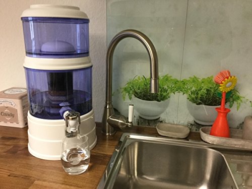 AcalaQuell MINI Water Filter System | White | with Tank | Blue. BPA FREE plastic Reservoir with a capacity of 5 litres. Best Natural Gravity Filtration Technology. - Image 4