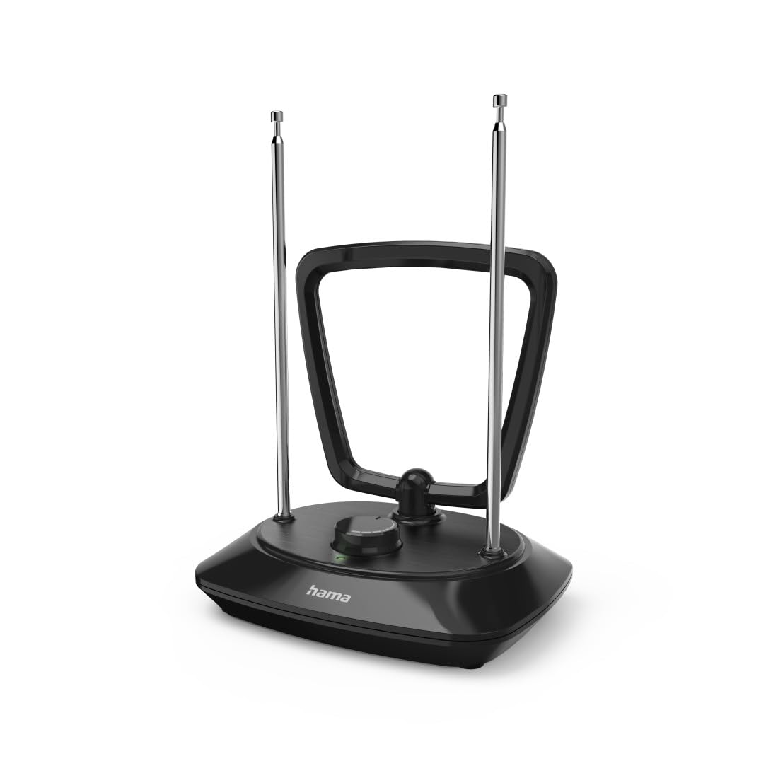 HAMA | Antena Interior clásica (Dab+, Dab, DVB-​T2, FM Activa, una Vez Amplificado, recepción de Radio analógica (FM), Ganancia de señal Ajustable) Color Negro