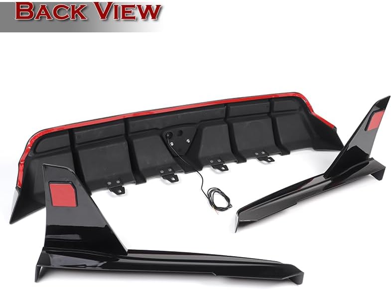 Painted Black Rear Bumper Diffuser Spoiler Lip W/Smoke LED Light Fit for Toyota Camry SE XSE 2019 2020 2021 2022 2023 2024