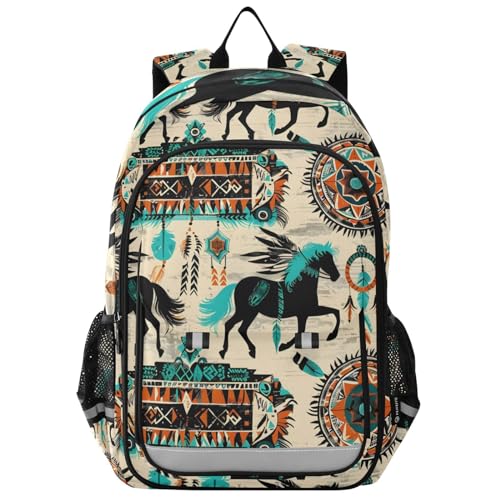 senya Mochila escolar para faculdade, mochila de viagem, mochila moderna, mochila antifurto, bolsa de ombro feminina e masculina, Estilo indiano de cavalo, One Size, Mochilas de mochila