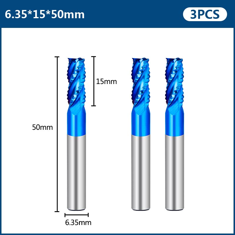1 fresa de desbaste carburo 4 flautas con vástago 1/4'' y revestimiento azul nano, herramientas CNC, brocas espirales for enrutador