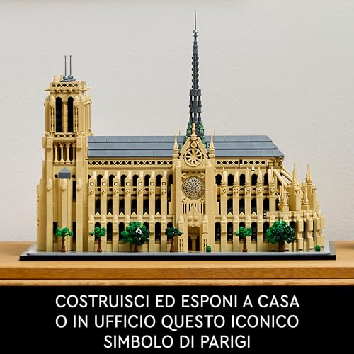 Architecture Notre-Dame de Paris, Kit Modellismo per Adulti da Costruire, Modellino di Monumento da Collezione, Gadget Regalo di Compleanno per Mamma, Papà, Amanti della Storia 21061 - Lego - Immagine 5