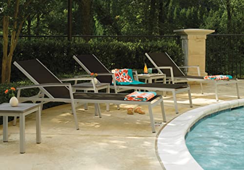 Oxford Garden Travira Chaise Lounge - Black Sling - Tekwood Vintage Arm Caps - 4 Pack #TOP2