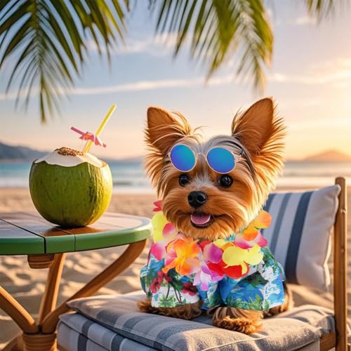 Disfraz hawaiano para perro pequeño X-Large 3 piezas miniatura 3