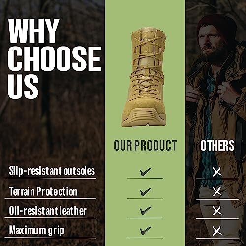 Ad Tec Tactical Boots For Men - Leather Tactical Military Boots With Zippers On Sides, Composite Safety Toe Boots With Oil & Slip Resistt Outsole, Combat, Police, Service Gear2