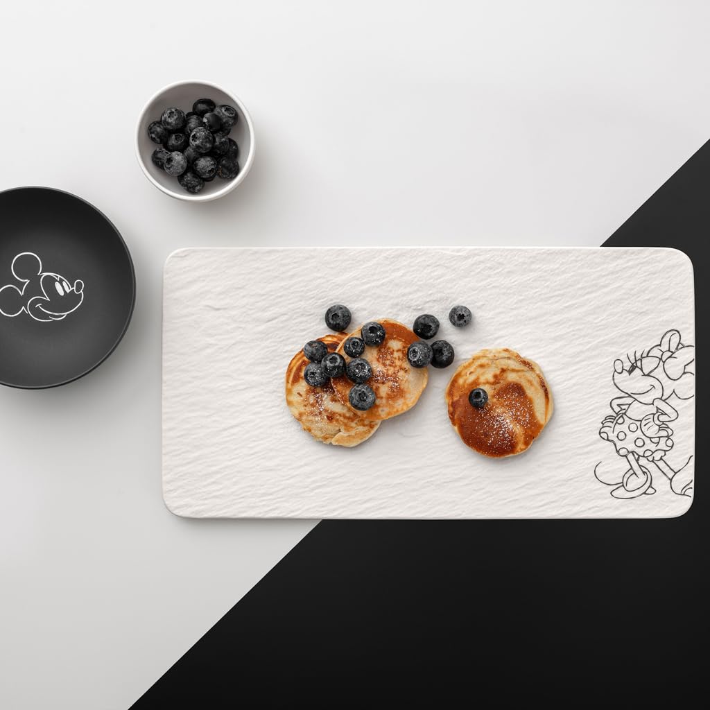 Villeroy & Boch Manufacture Rock blanc – Mickey Mouse – Dipschalen 6er Set, weiß, spülmaschinenfest, Schieferoptik in Weiß mit Disney Mickey Mouse Kreidedekor, Premium Porzellan