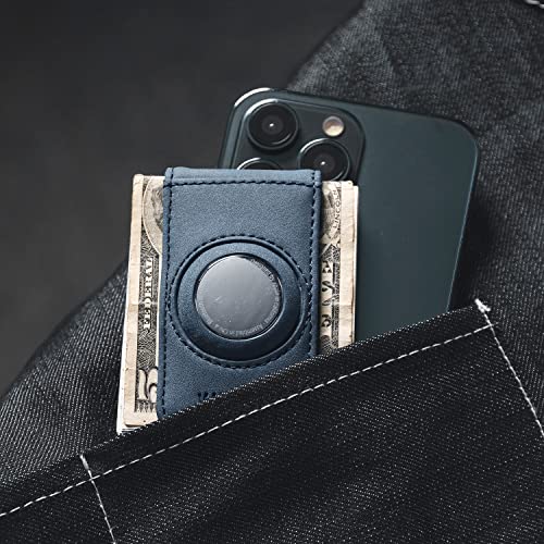 Image of VULKIT Men's Magnetic Money Clip with Airtag Holder - Airtag NOT Included- Holds Up to 15 Cash or 8 Cards, Navy, Slim, Minimalist