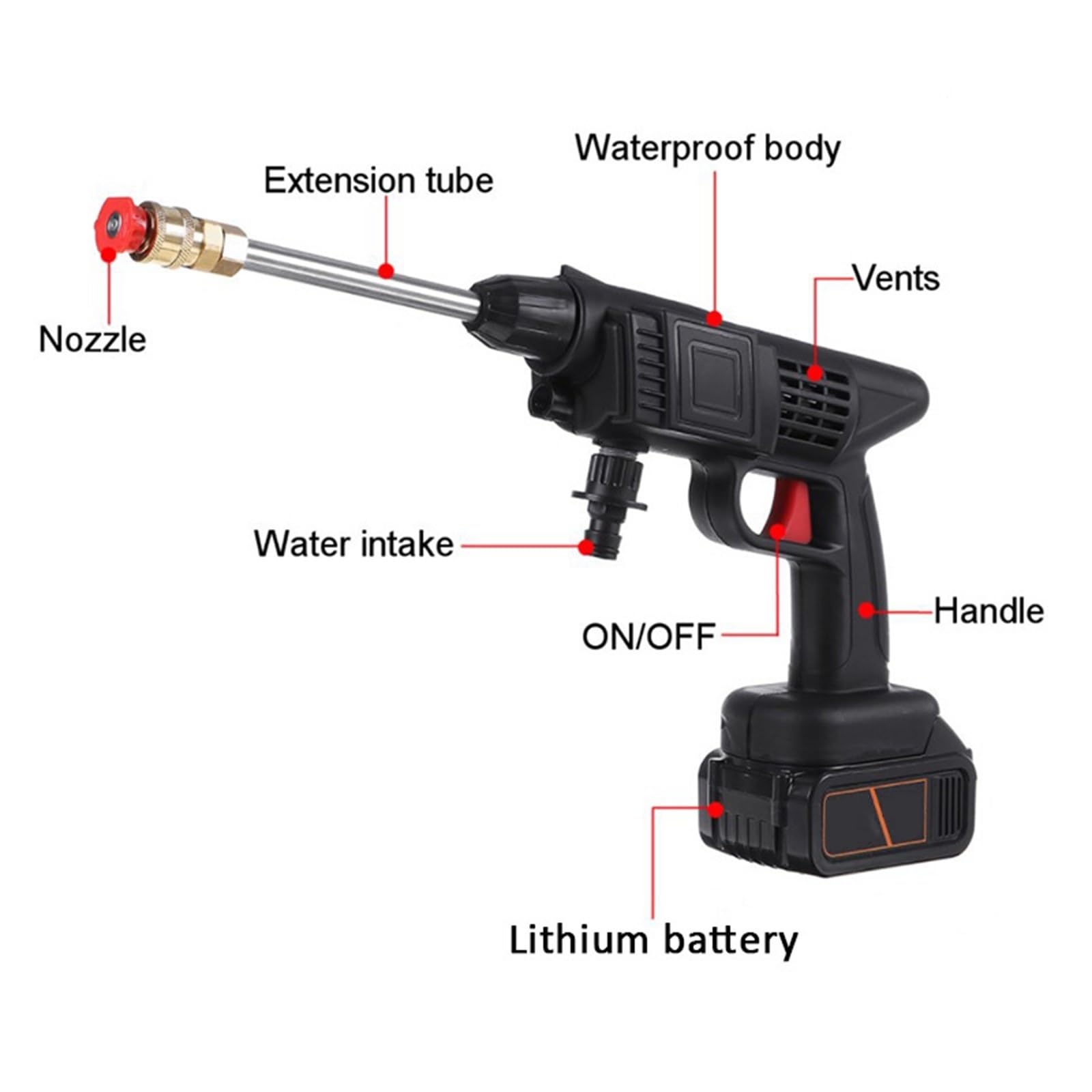 Elektryczny Bezprzewodowy Wysokociśnieniowy Pistolet Do Myjni Samochodowej Generator Piany Na Wodę Cleaner Myjnia Samochodowa Akumulatora 24V Silny Strumień Pod CiśNieniem