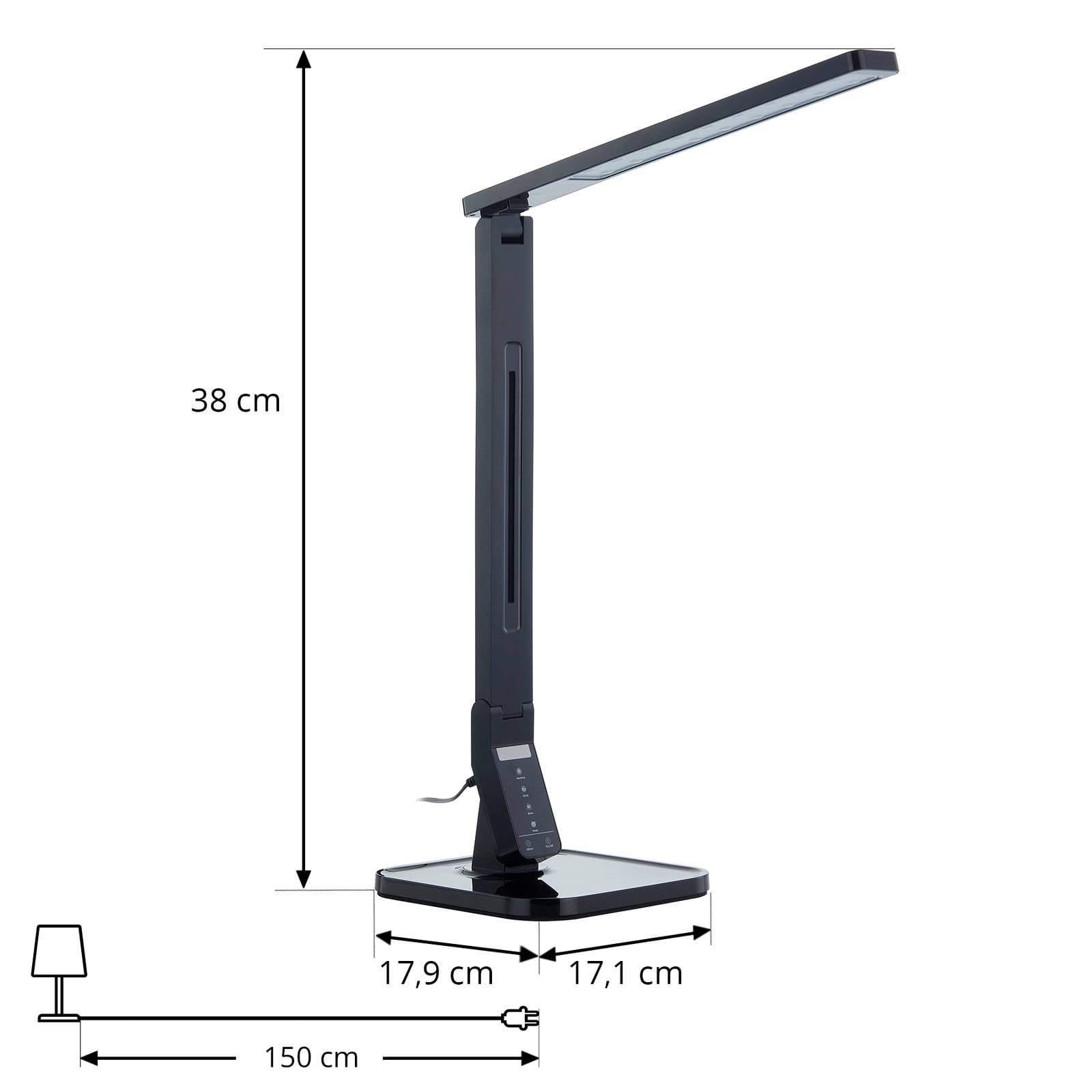 LED Lámpara de mesa 'Eleni'con dimmer táctil (Moderno) en Negro hecho de Plástico (1 llama,) de Lindby | lámpara de mesa LED