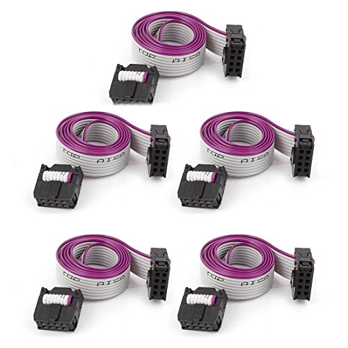 uxcell 5pcs FC8P 8-Pin IDC Socket Extension Flat Ribbon Cable Wire 40cm Long