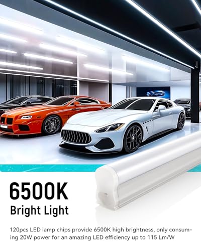 4FT T5 LED Integrated Fixture, 6500K,20W,2300LM Linkable LED Shop Light,Garage Ceiling and Cabinet Light,Strip Light,Cor - Additional View