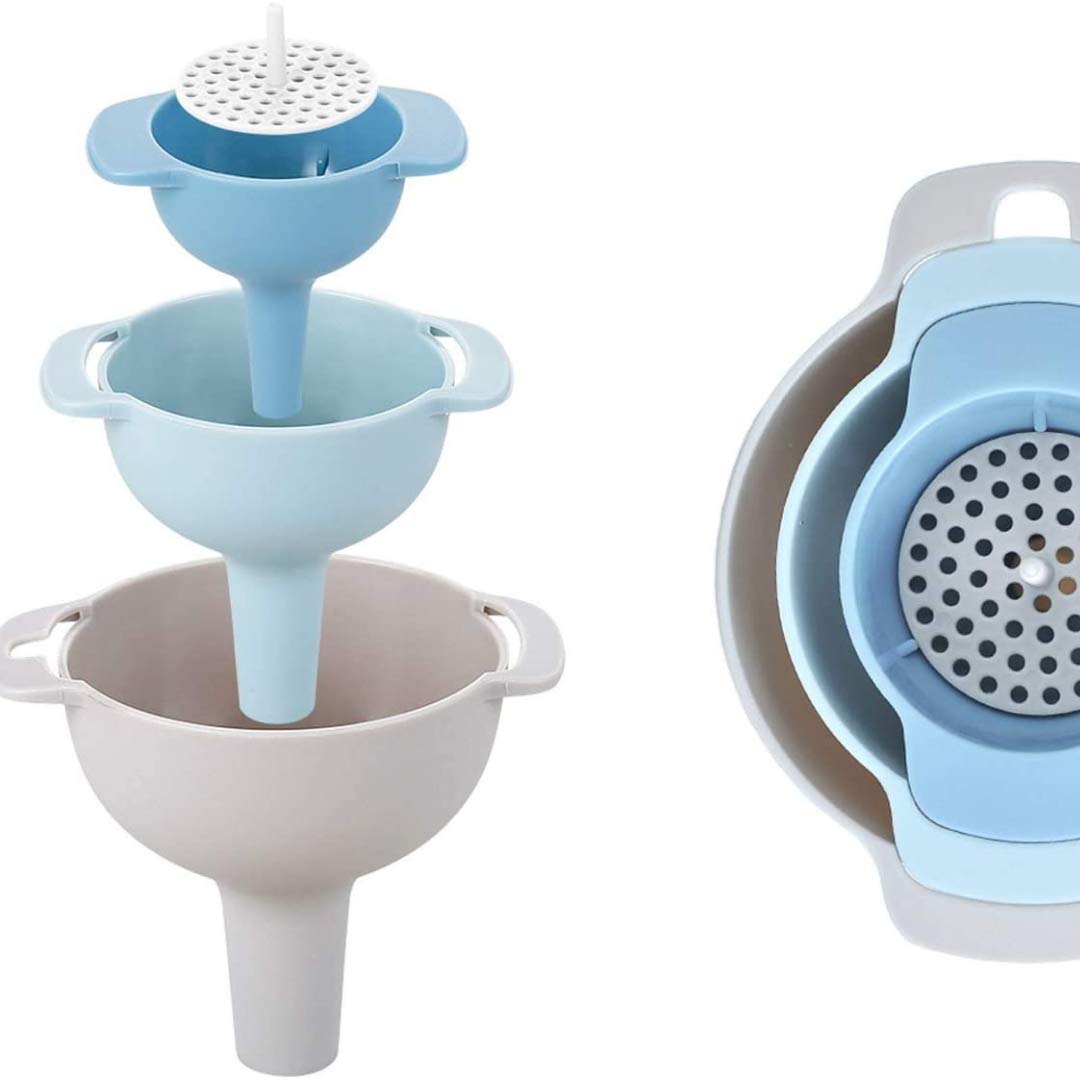 XSKY 3 Piece Kitchen Funnel with Detachable Strainer/Filter for Easy Transfer of Cooking Oil, Water, Powder, Sauce,ghee (Pack of 3pcs + Detachable Filter) (B0C4TQGWH4) Amazon Price History, Amazon Price Tracker