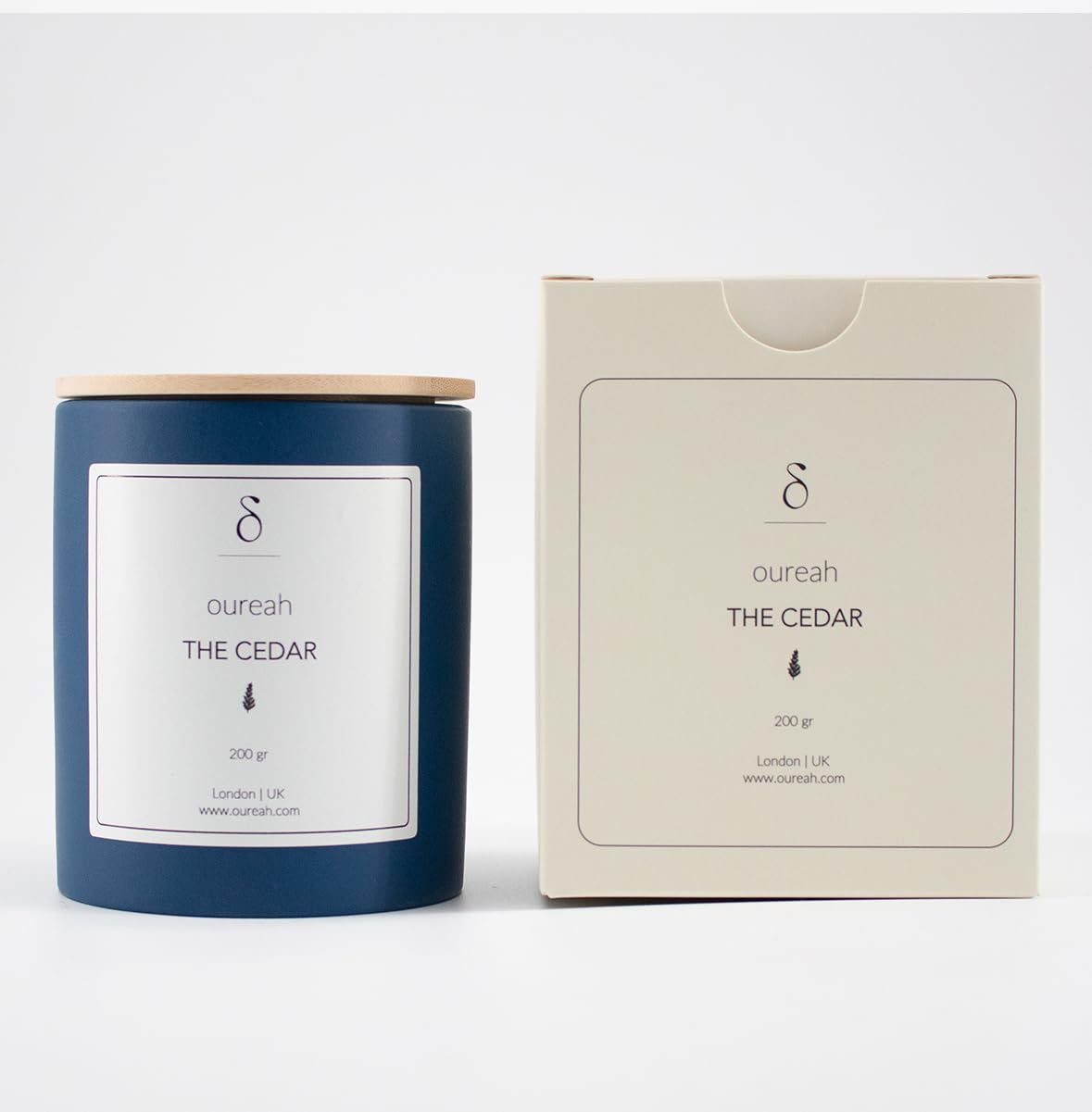Oureah Blue Jar Luxury Soy Candle – Cedar Scent | 200G Long Burn, Hand-Poured | Aromatherapy & Relaxation Gift By