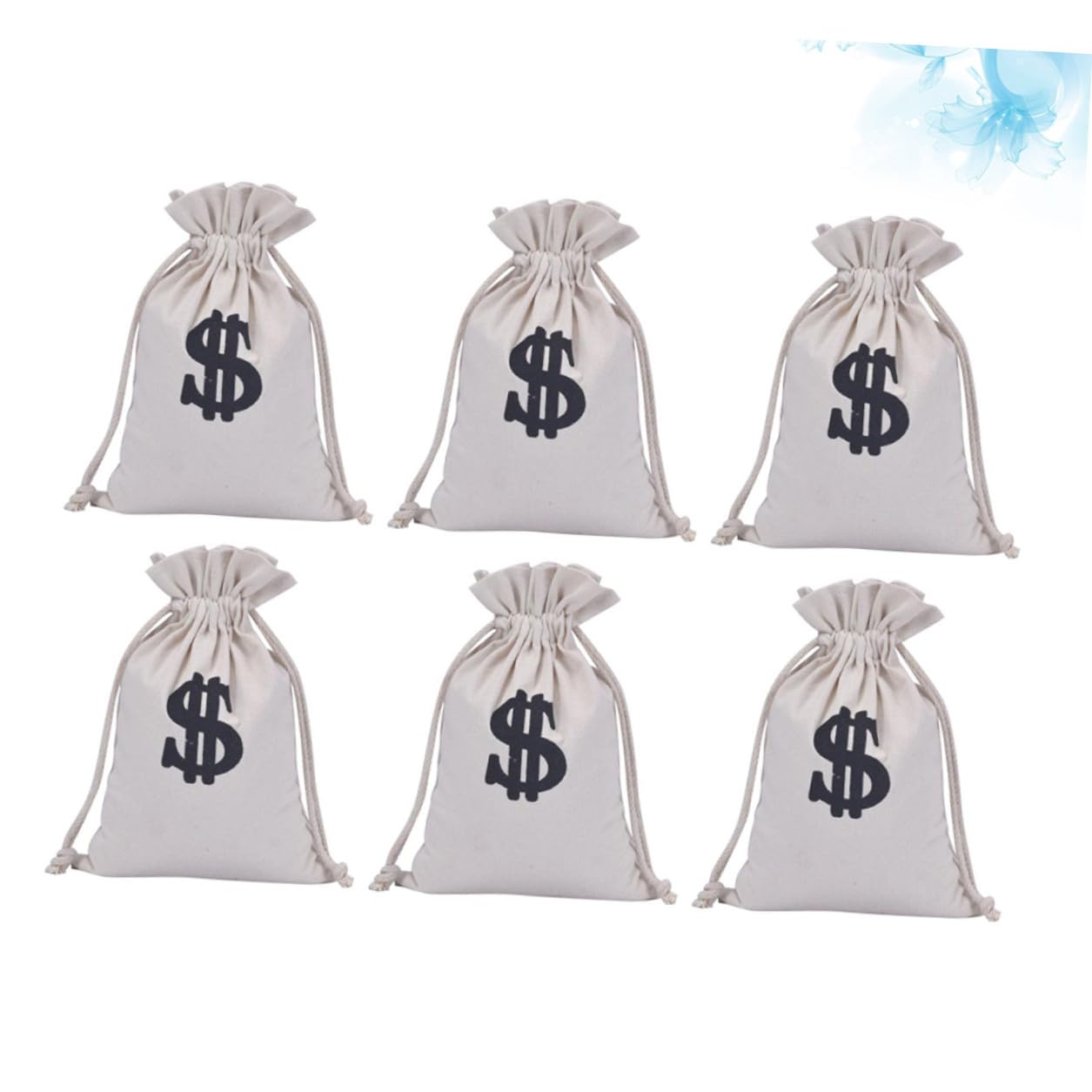 Pochettes à Cordon 6 Pièces en Tissu Blanc pour Bijoux