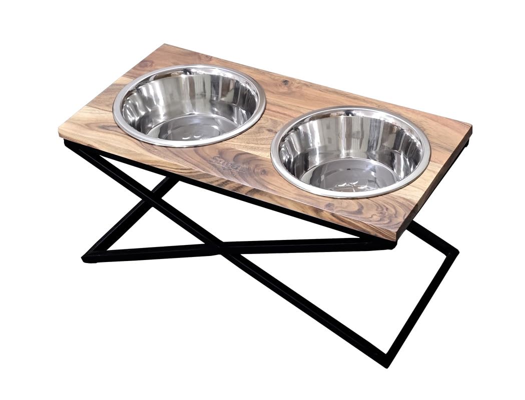 SUGAN Cat Feeder | Double Bowl Food Cat Feeder Detachable Stainless Steel Bowl with Stand for Kitten and Cat | Small Dog Feeder (Medium) (B0D5YR857S) Amazon Price History, Amazon Price Tracker