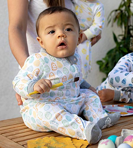 Image of Burt's Bees Baby unisex-baby Sleep & Play, Organic One-piece Romper-jumpsuit Pj, Zip Front Footed Pajama