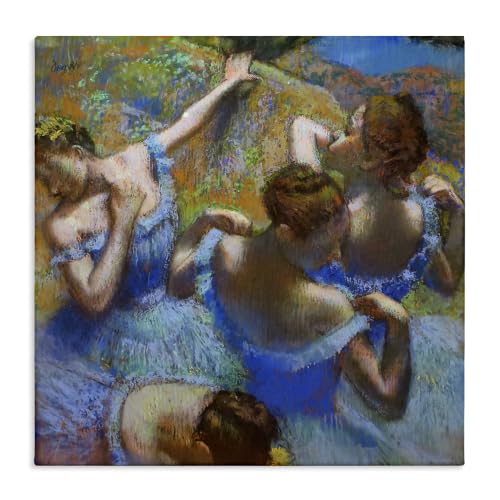 Stupell Industries Ballet Dancers Blue Green Classic Degas Painting Canvas Wall Art, 17x17