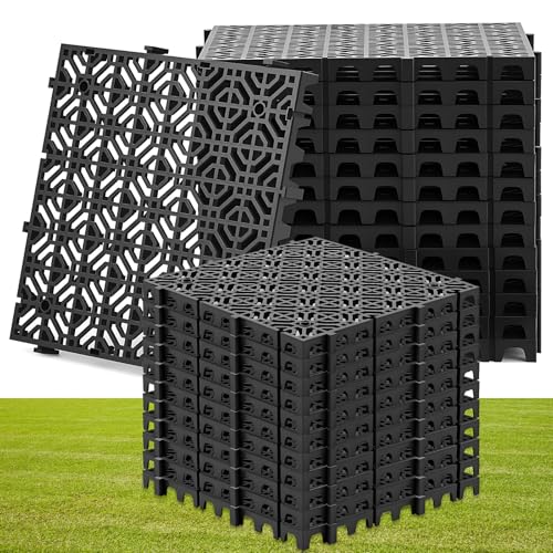 Image of 25 Pcs Ground Protection Mats, Interlocking Black 15.7 x 15.7 in