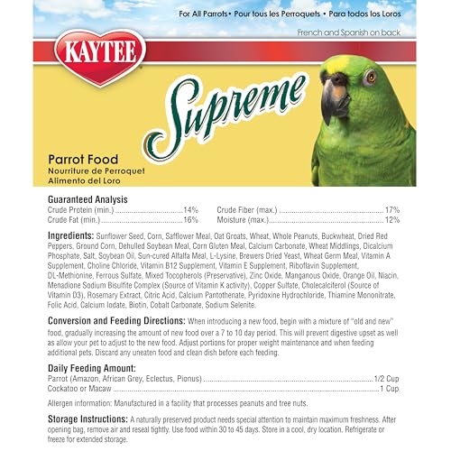 Kaytee Supreme Pet Parrot Food, Natural Seed & Grain Blend, 20 Pounds - image 6
