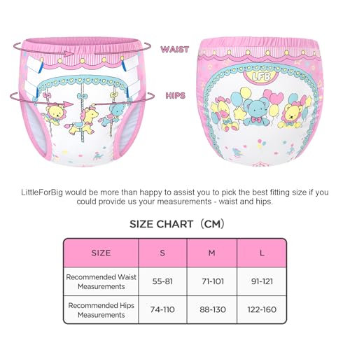 Image of Littleforbig Soft Silky Underwear Comfortable Washable Reusable Adult Training Pants - Little Circus L Pink