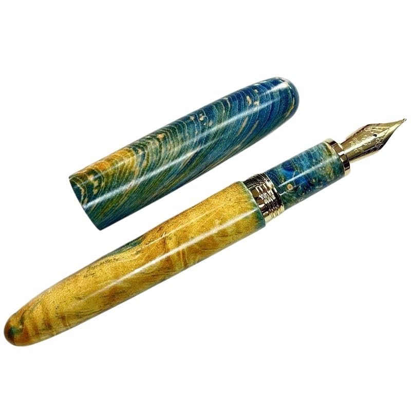 Stylo-plume en bois stabilisé fait main et laque, l'excellence de l'écriture au bureau (03)