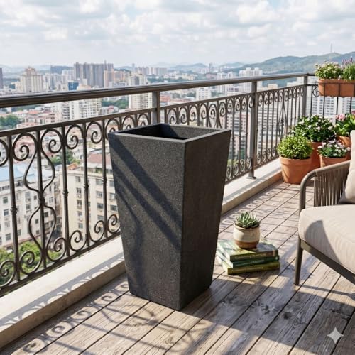 Image of Plastic Planter Pot Gamla 12Inch | 18 Inch | 24 Inch Color White | Black | Beige, White, Black, 18 Inch (Plant Not Included)