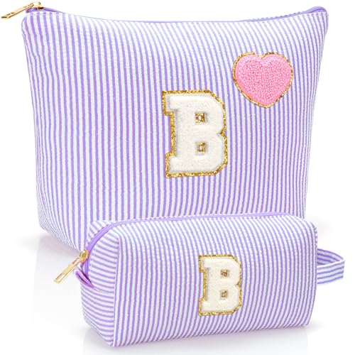 Personalized Initial Makeup Bag Pouch Cute Preppy Makeup Organizer bag