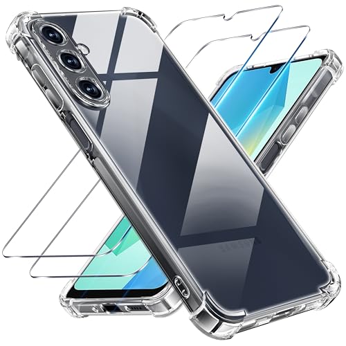 Tentoki for Samsung A16 Phone Case Samsung Galaxy A16 case and 2 Screen Protector Clear Soft TPU Cover Shockproof Protective Prevents Yellowing Ultra-Slim Transparent