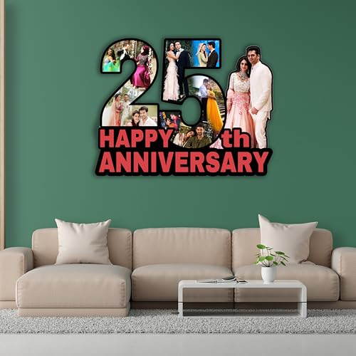 Image of Shri Kant Art 25th Anniversary Photo Frame Collage | Personalized Wedding Anniversary | Romantic Couple Memory Frame | Decorative Wall Art