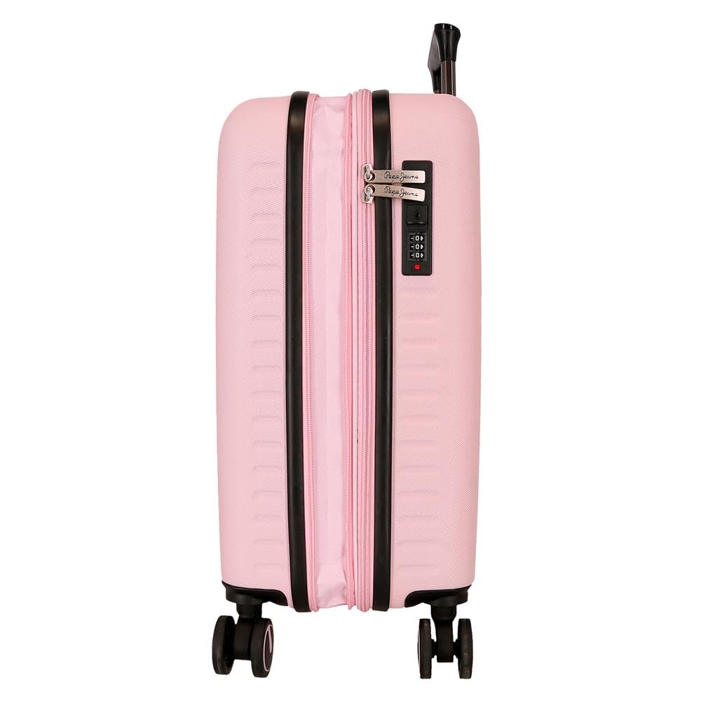 Pepe Jeans Montana Maleta de Cabina Rosa Claro 40x55x20 cm Rígida ABS Cierre TSA Integrado 37L 2,6kg 4 Ruedas Dobles Equipaje de Mano by Joumma Bags
