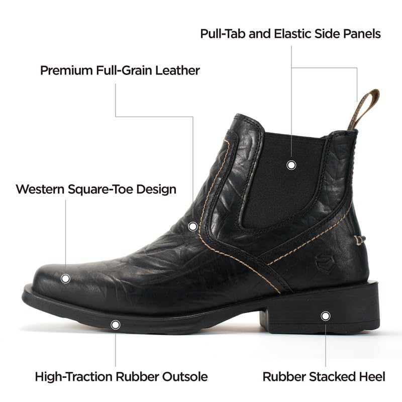 Image of SUREWAY Men's Western Chelsea Cowboy Boots | Square Toe, Slip On, Casual Dress Boots