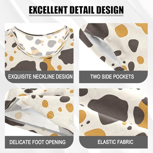 ALAZA Cow Black Print Pajamas Set Short Sleeve Cotton Sleepwear Summer Pjs 2 Piece 5-14Y4