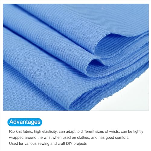 Image of MECCANIXITY 39 inch Elastic Cuffs Ribbed Trims Cotton Fabric Knit Rib Stretch Tape Cuff Sleeve Waistband for Sewing, 6 inch Wide Sky Blue