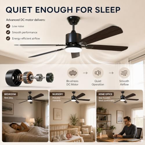 STANDLE 42 Inch Ceiling Fans with Lights and Remote Control Black - image 7