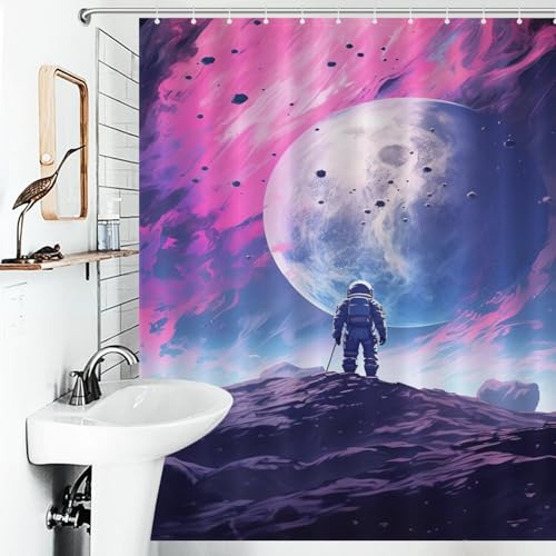 Rideau de douche astronaute séchage rapide pour éviter l'eau sur le sol - 6