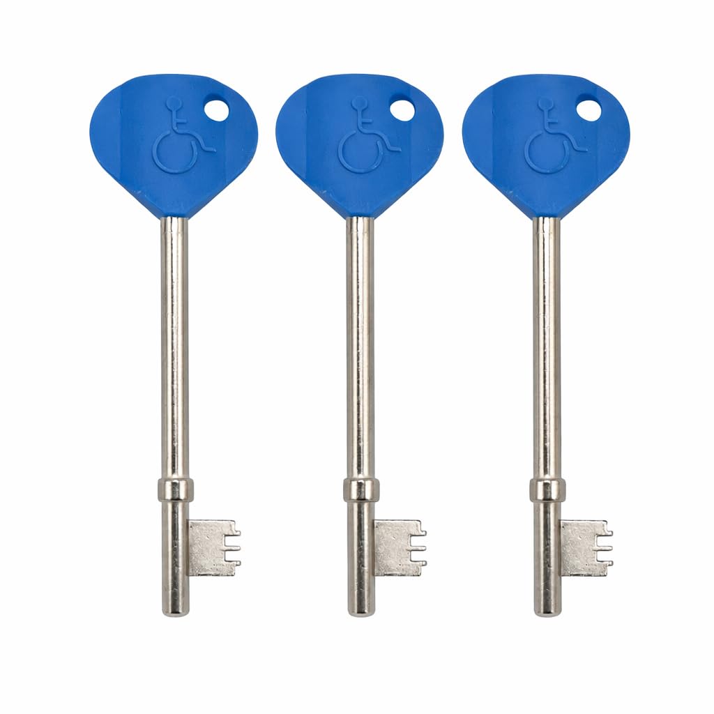 Radar Key for Disabled Toilets UK – Pack of 3 Disabled Toilet Keys – National Key Scheme NKS Key – Easy Turn Ergonomic Radar Key – Braille Marked, Rust Resistant Waterproof – Red or Blue (Blue)