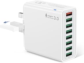 USB Plug UK, 33W 8-Port Multi USB Charger Fast Charge Plug Fast Charging Plug,Multiple Power Adapter Multiport Mains Wall Plug for iPhone 16 15 14 13 12 11 Pro Max SE XS XR Plus, iPad, Samsung Galaxy